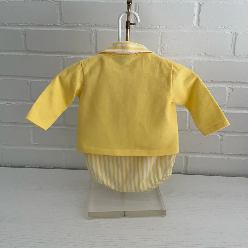 Baby Boys Classic Vintage Two-Piece Yellow Summer Romper Outfit Size 6 Months